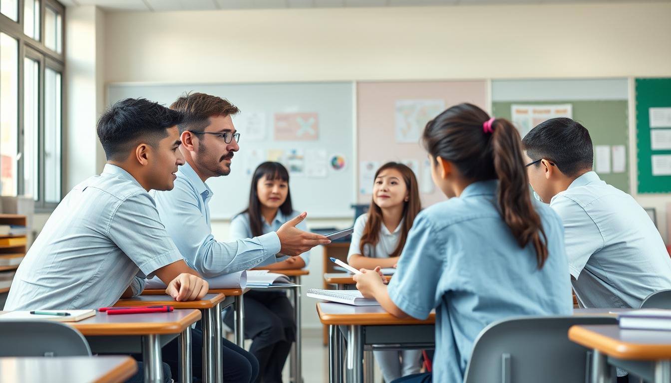 Student using learning strategies while studying